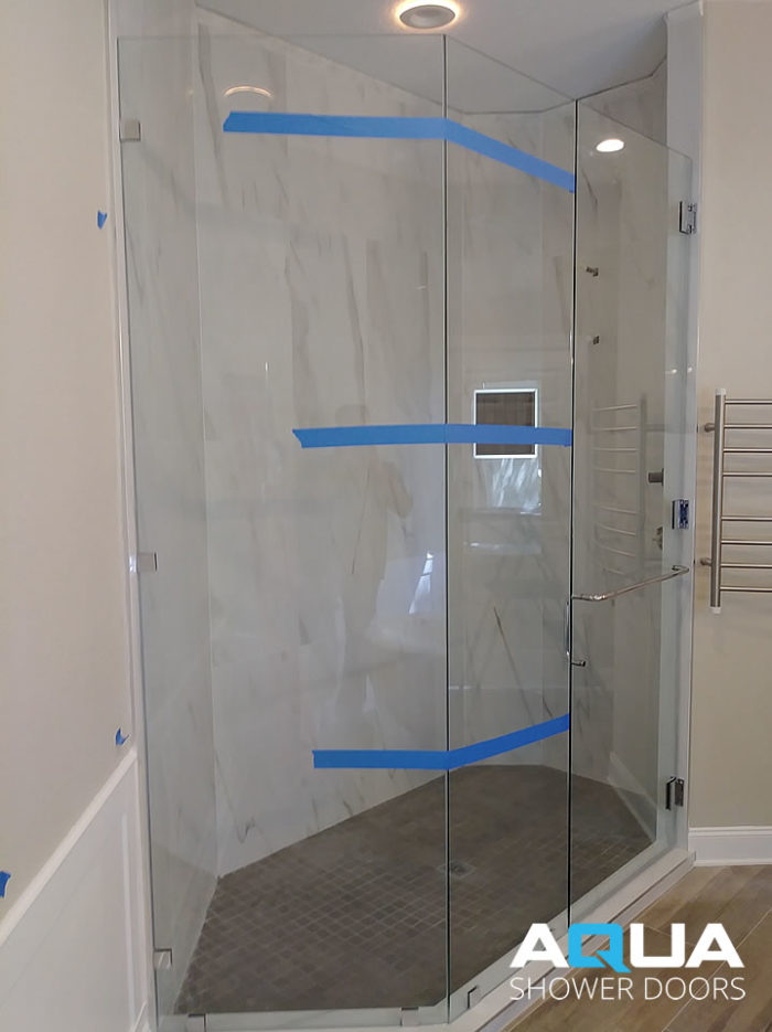 8ft Frameless Clear Glass Shower Door 45 Degree G